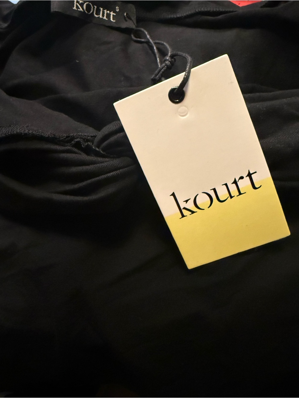 Kourt Few Moda Off-Shoulder Twist Front Black Top Small NWT - Picture 5 of 5